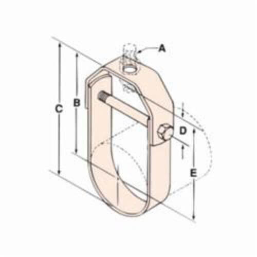 PHD 442 0050CP Copper Tubing Clevis Hanger, 1/2 in Pipe, 3/8 in Rod, 150 lb Load, Carbon Steel, Copper Epoxy Coated