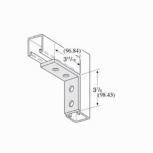 PHD S5131 EG 90° Corner Angle Fitting, 4 Holes, 3-7/8 in L x 3-13/16 in W, 1/4 in Thick, Carbon Steel, Electro-Galvanized, 0.76 lb