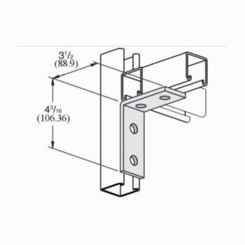 PHD S5130 EG 90° Corner Angle Fitting, 4 Holes, 4-3/16 in L x 3-1/2 in W, 1/4 in Thick, Carbon Steel, Electro-Galvanized, 0.78 lb