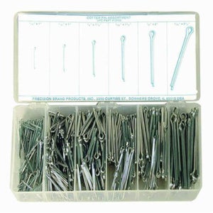 Precision Brand® 12905 Cotter Pin Assortment, 600 pc, Low Carbon Steel, Plated