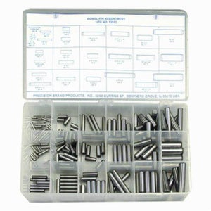 Precision Brand® 12912 Dowel Pin Assortment, 176 pc, Steel, Plain