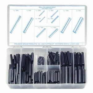 Precision Brand® 12925 Roll Pin Assortment, 300 pc, Spring Steel, Plain