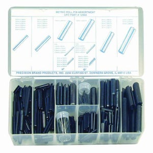 Precision Brand® 12960 Roll Pin Assortment, 287 pc, Spring Steel, Plain