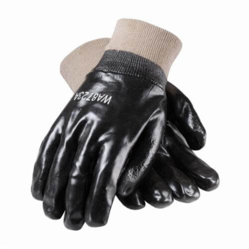 PIP® ProCoat® 58-8015 Men's Single Dipped Fully Coated Gloves, Universal, Cotton, Black/White, Cotton Interlock Knit Lining, 9.8 in L