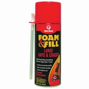 Red Devil® 0909 Foam & Fill® Expanding Polyurethane Sealant with Nozzle, 12 fl-oz Aerosol Can, Aerosol Can Form, Yellow to Straw, 1.3