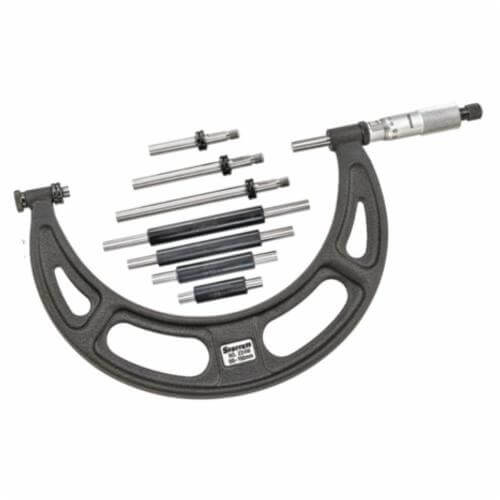 Starrett® 224ARLZ Interchangeable Anvil Outside Micrometer Set, 5 pc, 2 to 6 in Range 0.001 in Graduations, Steel
