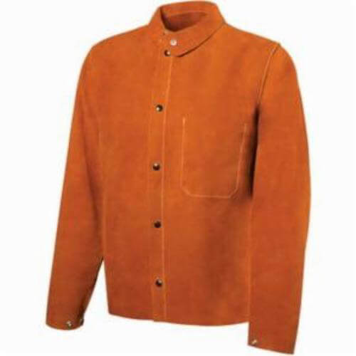 Steiner® 1215-M Welding Jacket, M, Kevlar® Stitching/Premium Side Split Cowhide Leather, Rust, Resists: Flame