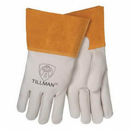 Tillman™ 1350XL Heavy Duty MIG Welding Gloves, XL, Top Grain Cowhide Leather, Pearl, Unlined, Gauntlet Cuff, 12 in L