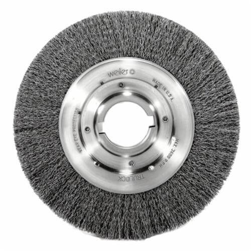 Weiler® 06530 Medium Face Wheel Brush, 10 in dia Brush, 1-1/8 in W Face, 0.0118 in dia Crimped Filament/Wire, 2 in Arbor Hole