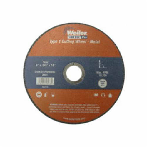 Weiler® 56015 Vortec Pro® Wolverine® Small Cut-Off Wheel, 2 in dia x 1/16 in Thick, 1/4 in Center Hole, A36T Grit