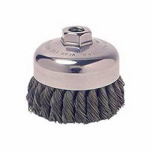 Weiler® 36244 Vortec Pro® Single Row Cup Brush, 4 in dia Brush, 5/8-11 UNC Arbor Hole, 0.025 in dia Filament/Wire