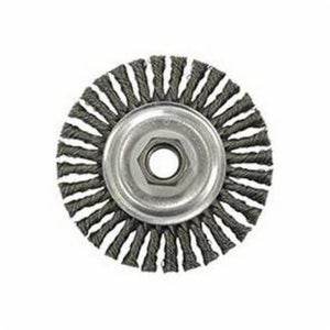 Weiler® 36219 Vortec Pro® Narrow Face Wheel Brush with Nut, 4 in dia Brush, 0.02 in dia Stringer Bead Knot Filament/Wire