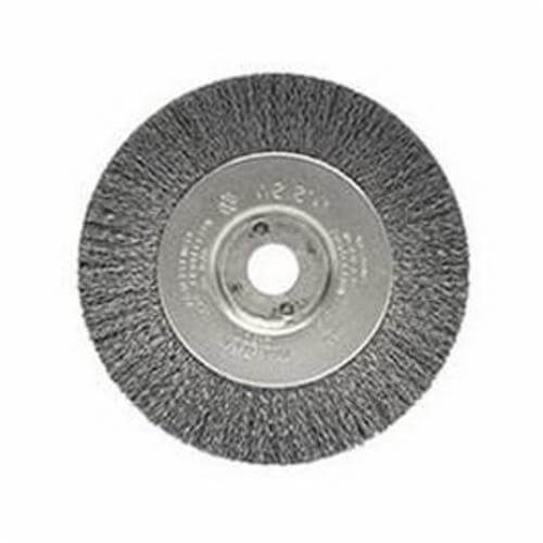 Weiler® 00184 Narrow Face Wheel Brush, 4 in dia Brush, 1/2 in W Face, 0.0118 in dia Crimped Filament/Wire