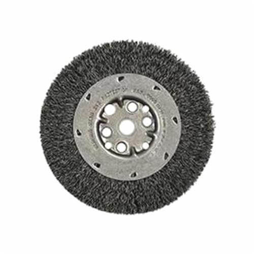 Weiler® 01505 High Density Medium Face Wheel Brush, 6 in dia Brush, 3/4 in W Face, 0.014 in dia Crimped Filament/Wire
