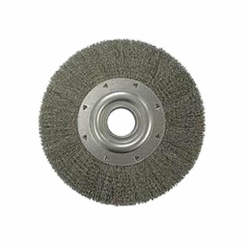 Weiler® 03230 Wide Face Wheel Brush, 12 in dia Brush, 2 in W Face, 0.014 in dia Crimped Filament/Wire, 2 in Arbor Hole