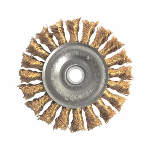 Weiler® 08271 Non-Sparking Wheel Brush, 3 in dia Brush, 3/8 in W Face, 0.02 in dia Standard/Twist Knot Filament/Wire
