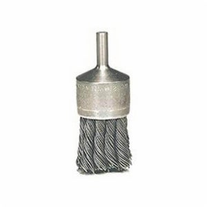 Weiler® 10027 Stem Mount End Brush, 1-1/8 in dia Brush, Knot, 0.014 in dia Filament/Wire, Steel Fill, 7/8 in L Trim