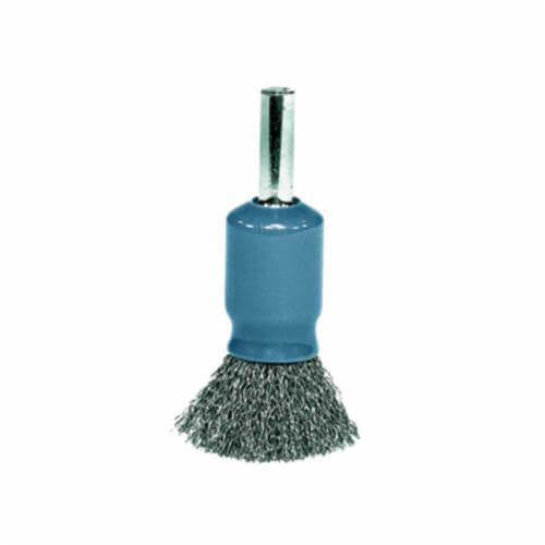 Weiler® 11010 Stem Mount End Brush, 1/2 in dia Brush, Crimped, 0.006 in dia Filament/Wire, Stainless Steel Fill, 7/8 in L Trim