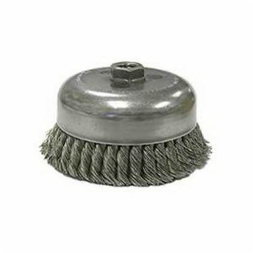 Weiler® 12916 Double Row Heavy Duty Cup Brush, 6 in dia Brush, 5/8-11 UNC Arbor Hole, 0.023 in dia Filament/Wire