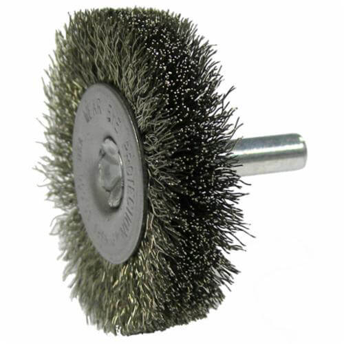 Weiler® 17974 Radial Wheel Brush, 2 in dia Brush, 0.008 in dia Crimped Filament/Wire