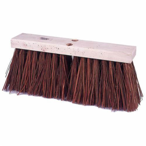 Weiler® 42032 Tapered Tip Push Broom, 16 in OAL, 6-1/4 in L Trim, Reddish Brown Bass/Palmyra Blend Bristle