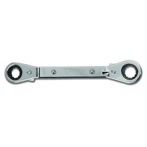Williams® RBO-810 Double Head Box End Wrench, 1/4 x 5/16 in, 12 Points, 25° Offset, 4-1/4 in OAL, High Polished Chrome