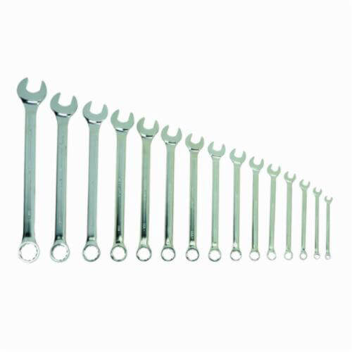Williams® WS-1172SCA Supercombo® Combination Wrench Set, Imperial, 15 pc, 5/16 to 1-1/4 in, Satin Chrome