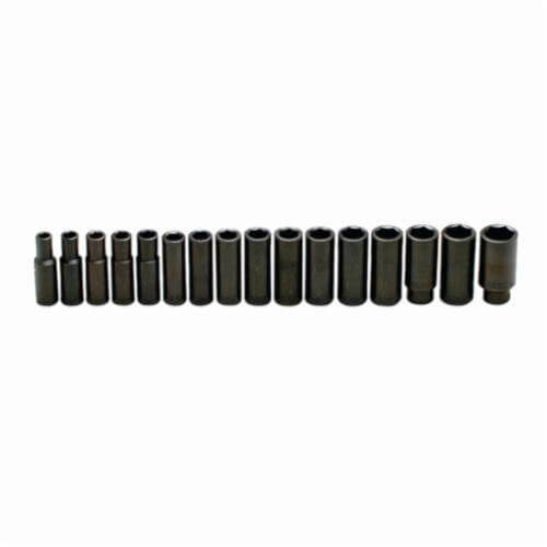 Wright® 467 Impact Socket Set, Metric, 6 Points, 1/2 in Drive, 16 pc, Included Socket Size: 10 to 27 mm