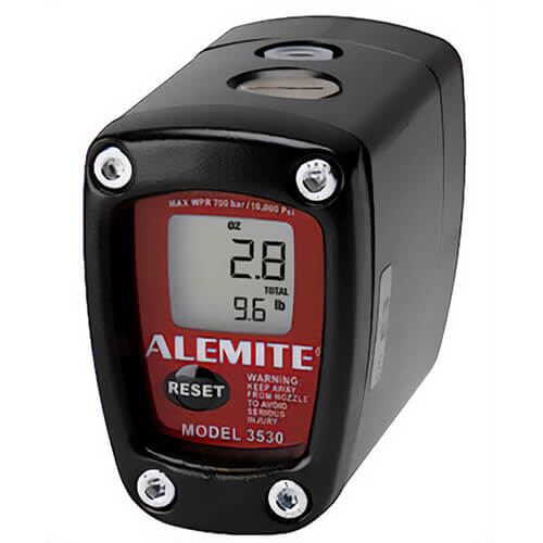 Alemite® 3530-B Electronic Grease Meter, English, 0.4 to 11 lb/min, 1/4 in Female NPTF Inlet/Outlet