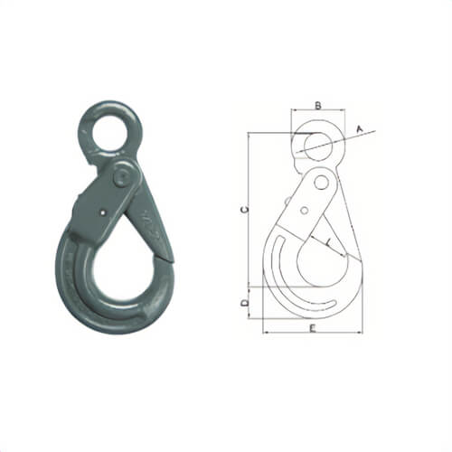AMH™ 10ESLH13HT Eye Self-Locking Hook with Hidden Trigger, 1/2 in Trade Size, 15,000 lb WLL