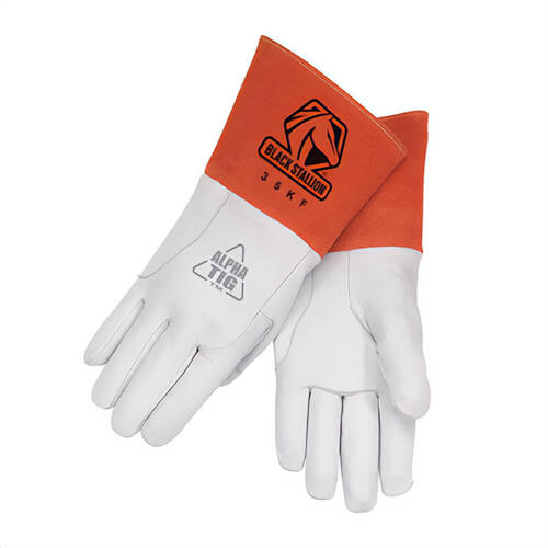 Black Stallion® 35KFM 35KF Welding Gloves with DragPatch®, Medium, Premium Grain Kidskin Leather, Pearl White