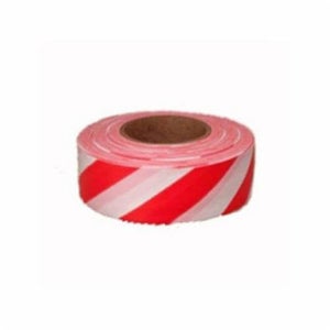 C.H.Hanson® 17025 Flagging Tape, Standard Red/White Stripe, 300 ft L x 1-3/16 in W, Polyethylene