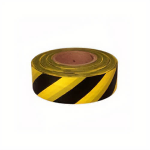 C.H. Hanson® 17060 Flagging Tape, Standard Yellow/Black Stripe, 300 ft L x 1-3/16 in W, Polyethylene