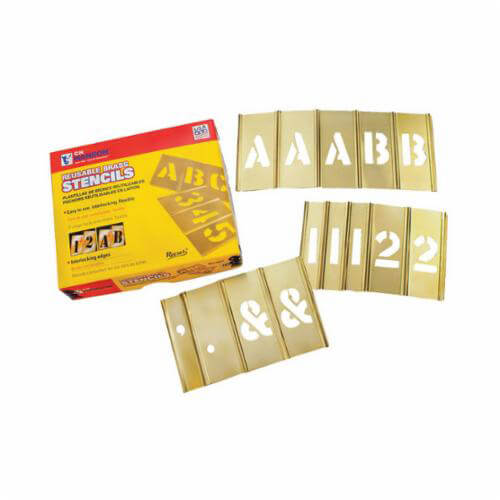 C.H.Hanson® 10156 92 pc Interlocking Reusable Single Letter and Number Stencil Set, 6 in H, Gold, 28 ga Brass