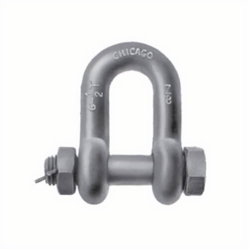 Chicago Hardware 20850 5 Bolt Pin Chain Shackle, Class 3, 8.5 ton WLL, 1 in Size dia, 1-1/8 in dia, Hot Dipped Galvanized