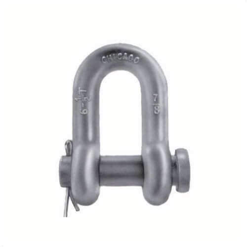 Chicago Hardware 21330 1 Round Pin and Cotter Chain Shackle, Class 1, 2 ton WLL, 1/2 in Size dia, 5/8 in Pin dia, Galvanized