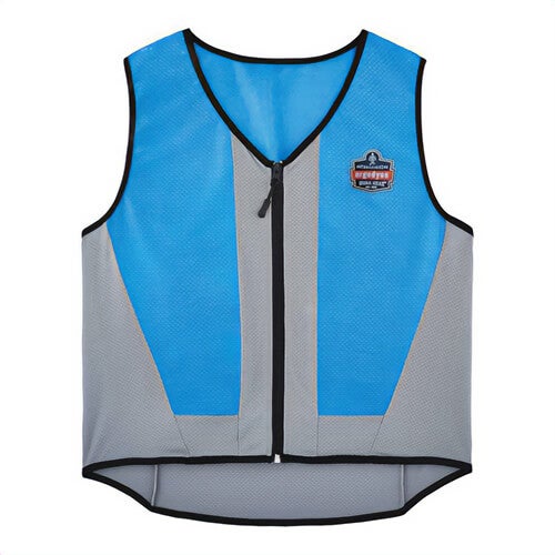 Ergodyne® 12695 Chill-Its® 6667 Cooling Vest, Extra-Large, Blue, PVA, Evaporation Cooling, Zipper Closure