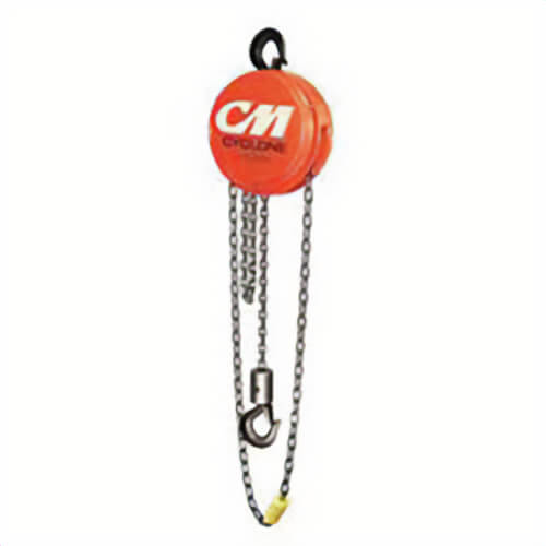 CM® 4647 Cyclone Less Chain Hand Chain Hoist, 3 ton Load, 21-1/2 in Min Between Hooks, 3-7/8 in Hook Opening, 81 lb Rated