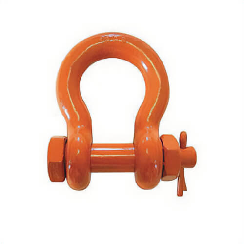 CM® M854AP Bolt Nut and Cotter Anchor Shackle, 12.5 ton WLL, 1 in Size dia, 1.13 in Bolt dia, Orange Powder Coated