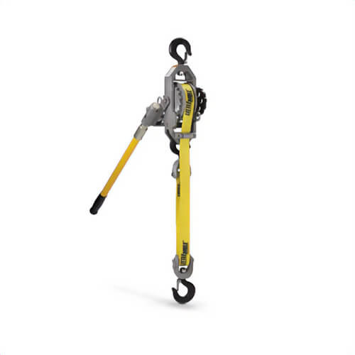 CM® 04482WC Little Mule® Lineman's Strap Hoist Puller, Standard Hooks with Heavy Duty Swivel Gate Latches, Yellow, 24 in Handle