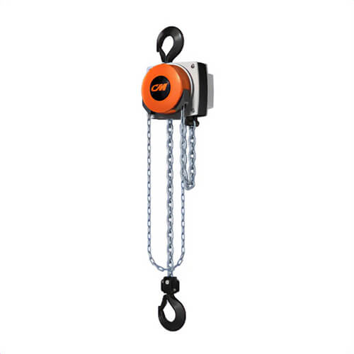 CM® 5628A Hurricane™ 360 Single Reeved Hand Chain Hoist, 1 ton Load, 20 ft H Lifting, 14 in Min Between Hooks, 54 lb Rated