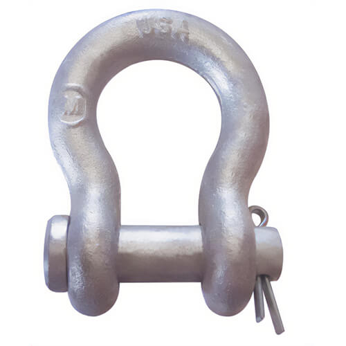 CM® M358G Super Strong Round Pin Anchor Shackle, 35 ton WLL, 2 in Size dia, 2.25 in Pin dia, Galvanized