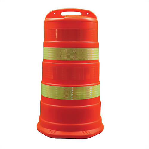 Cortina® Trailboss™ 03-780-4HI Channelizer Drum, 18 in dia x 41-1/2 in H, Orange HDPE Barrel, Orange/White Stripe, 4 Stripes