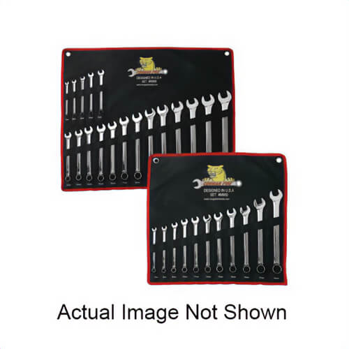 Wright® M958 Cougar Pro™ Combination Wrench Set, 18 pc, 7 to 24 mm, Polished Chrome/Mirror Polished