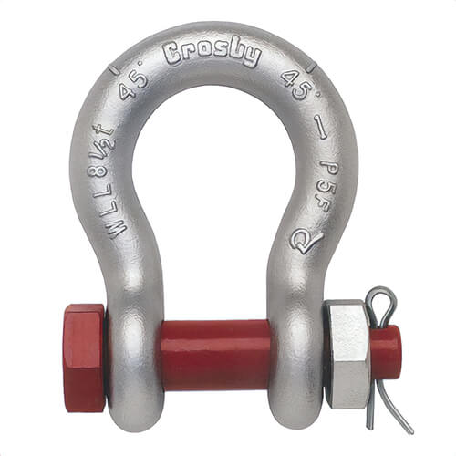 Crosby® G-2130 Bolt Anchor Shackle, Hot-Dipped Galvanized, Forged, Quenched & Tempered, Alloy Bolts