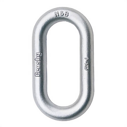 Crosby® 1014093 G-340 Oblong Weldless End Link, 1/2 in Trade Size, 6,500 lb WLL, Forged Carbon Steel, Galvanized
