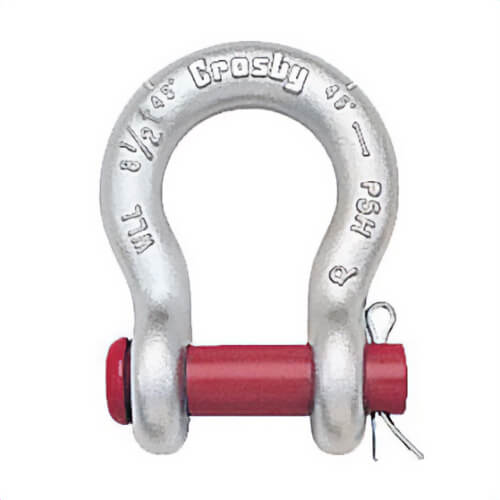 Crosby® 1018106 S-213 Round Pin Anchor Shackle, 2 ton WLL, 1/2 in dia, 0.63 in Round Pin, Carbon Steel Body, Self-Colored