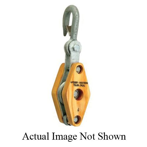 Western® 611715 Wood Block, Regular, Series: S-22B, Manila Rope Cable, 7/8 to 1 in Maximum Cable, 4800 lb, Bronze Bushing Bearing