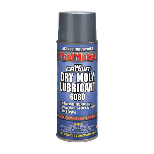 Crown® by Aervoe® 6080 Dry Moly Lubricant, 16 oz Aerosol Can, Grayish Black, Ketone, 40 to 110°F, 0.73 Specific Gravity