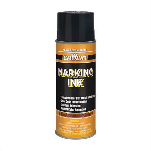 Crown® by Aervoe® 7080 Marking Ink, 16 oz Aerosol Can, Black, 36 sq-ft/can Coverage, 72 hr Curing, 